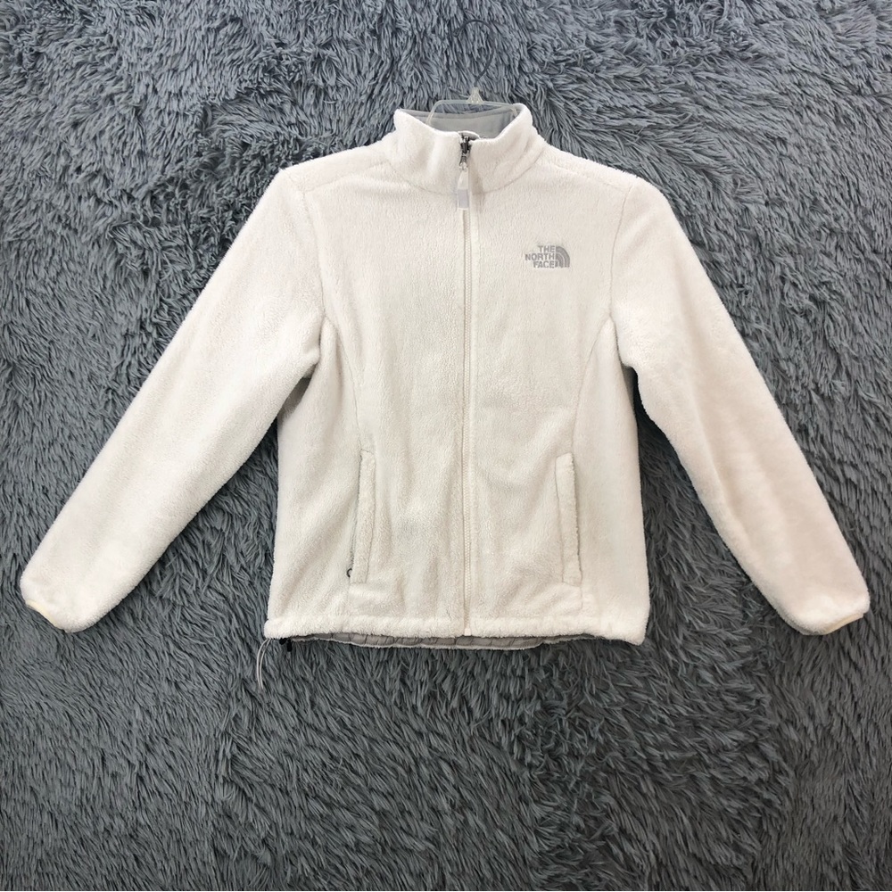North Face Jacket Women Small Fleece Full Zip Toggle Waist Pockets White Osito 2
